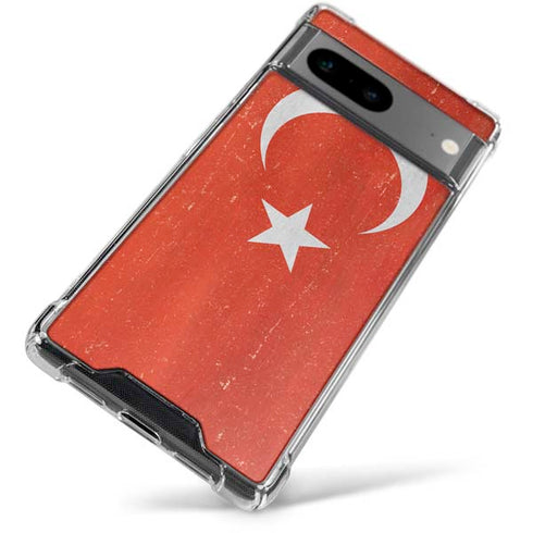 Turkish Flag Distressed Google Pixel 7a Clear Case